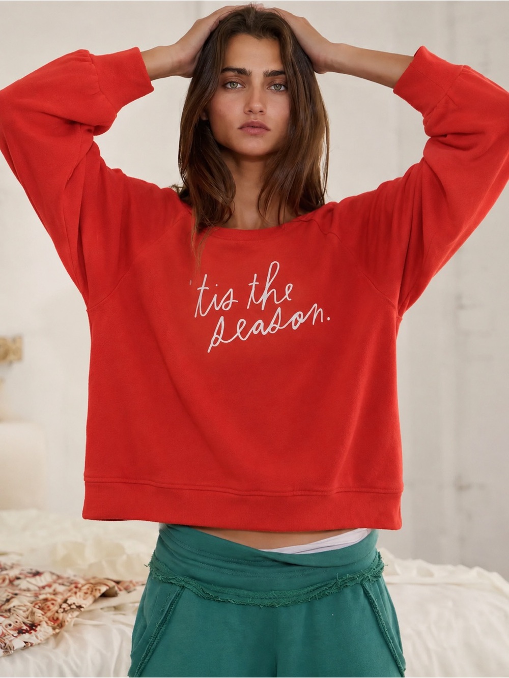 Rae + Dunn Pullover Longsleeve Crewneck Sweatshirt Holiday Christmas Oversized